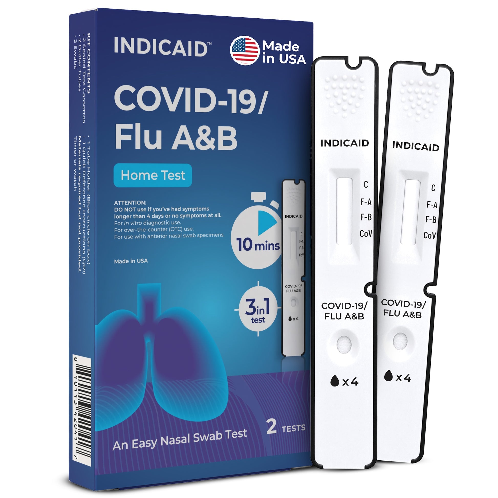 OTC rapid flu test and COVID test kit