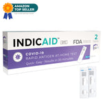 INDICAID COVID-19 rapid antigen at-home test packaging with Amazon Top Seller badge on a white background