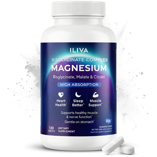 ILIVA Magnesium Glycinate 400mg -Triple Magnesium Complex (Glycinate+Malate+Citrate) - Chelated High Absorption Tablets for Sleep Support, Muscle Recovery, Bone Health, Energy&Calm - Vegan,  120 Count for 60 days