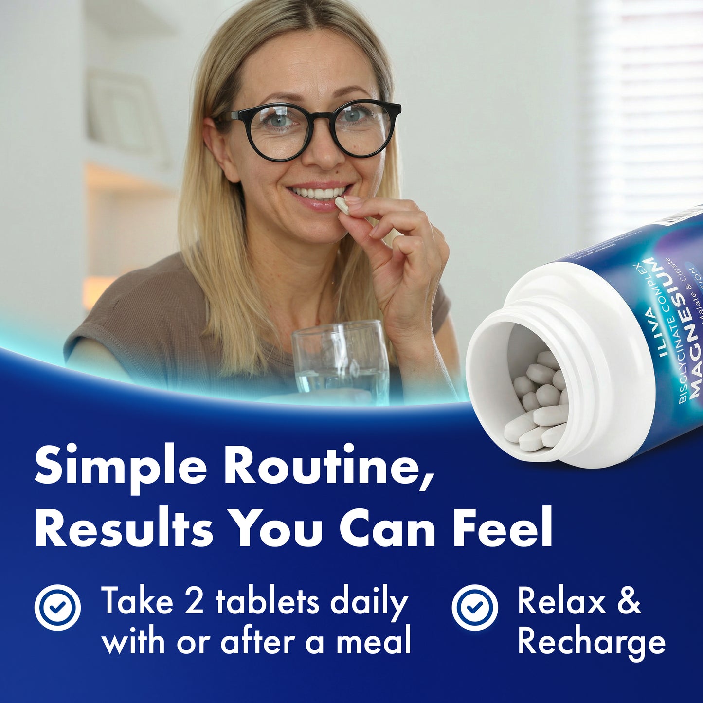 ILIVA Magnesium Glycinate 400mg -Triple Magnesium Complex (Glycinate+Malate+Citrate) - Chelated High Absorption Tablets for Sleep Support, Muscle Recovery, Bone Health, Energy&Calm - Vegan,  120 Count for 60 days