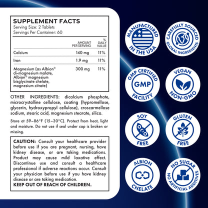 ILIVA Magnesium Glycinate 400mg -Triple Magnesium Complex (Glycinate+Malate+Citrate) - Chelated High Absorption Tablets for Sleep Support, Muscle Recovery, Bone Health, Energy&Calm - Vegan,  120 Count for 60 days