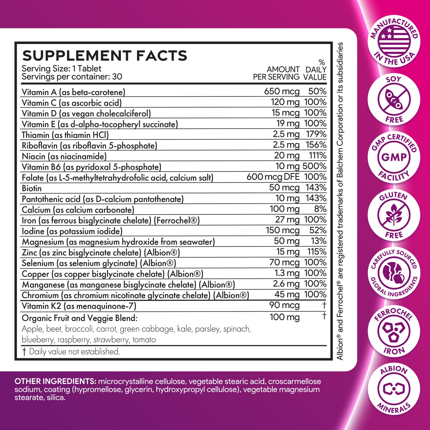 ILIVA Prenatal Vitamins for Women- Sophisticated Folate and 18 Vitamins and Minerals for Neural Tube Support & Fetal Brain Development, Gluten-Free, Dairy-Free & Soy-Free - 30 Capsules - 30 Servings